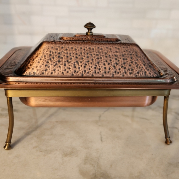 Copper and Brass Chafing Dish - Picture 1 of 9